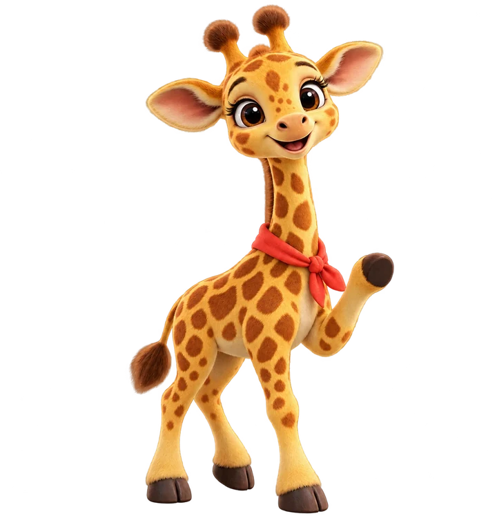 Gina, die Giraffe, winkt mit einem Huf